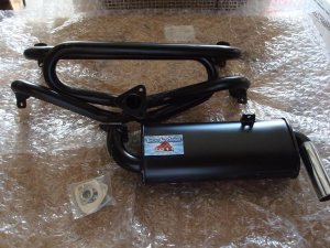 Tri-Mil Single Quiet Pack Exhaust System for Bug, Black w/Chrome Tip