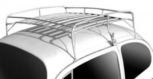EMPI-15-2012-0 EMPI - SILVER POWDER COATED ROOF RACK WITH WOOD SLATS - (KNOCK DOWN DESIGN) BEETLE 46-77 - SOLD EACH
