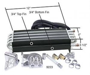 8 Pass Oil Cooler Kit, 1/2" Inch Hose Barb with Booster Kit