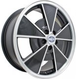 EMPI 9736 - BRM NEW BEETLE ALL Gloss Black w/ Polished Lip & Spoke Edges - 17"X7" - 5X100