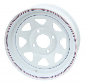 EMPI White Spoke Steel VW Wheel, 4 Lug, 6 Inches Wide 15 inch tall