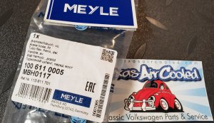 (113611701 113 611 701) RUBBER BRAKE HOSE FRONT 480MM M/F ENDS L/R - BEETLE 50-64 / GHIA 56-64 / BUS 50-55 MEYLE