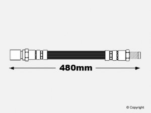 (113611701 113 611 701) RUBBER BRAKE HOSE FRONT 480MM M/F ENDS L/R - BEETLE 50-64 / GHIA 56-64 / BUS 50-55 MEYLE